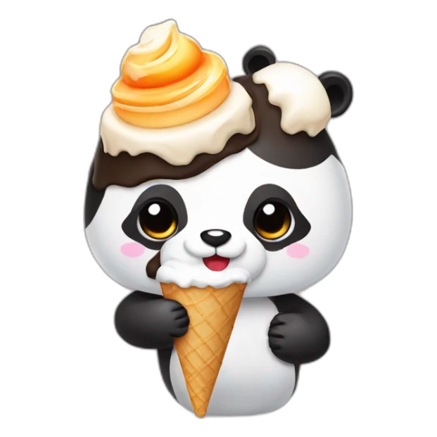 Panda eating ice cream and is orange sticker