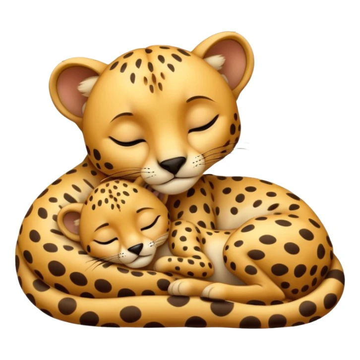 Isolated, detaile illustration of the most incredibly adorable sleeping  baby cheetah with his mother
figurine imaginable, toy style. sticker