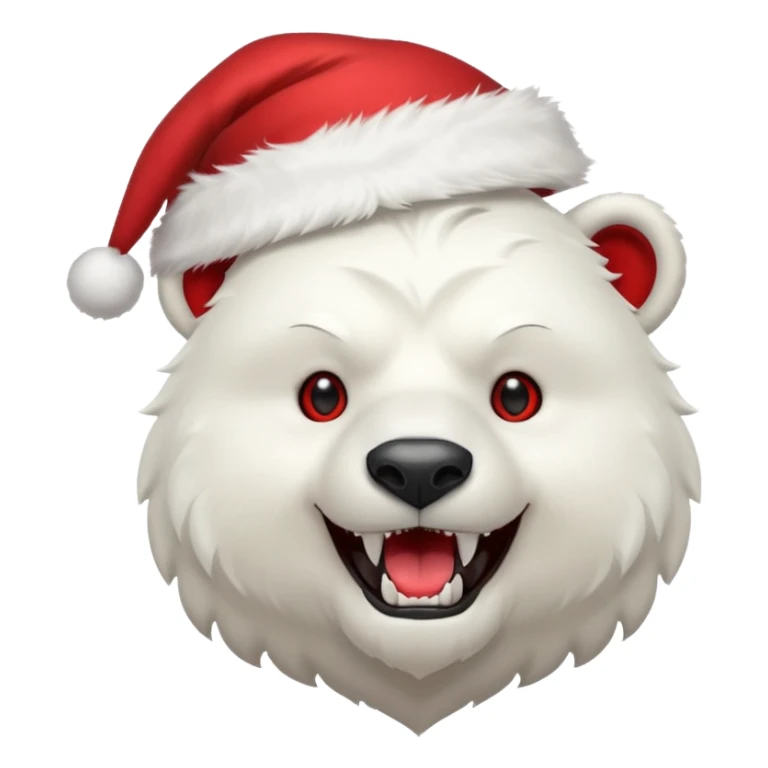 Polar bear and wolf hybrid with sabertooth fangs; smiling; wearing a Santa hat  sticker