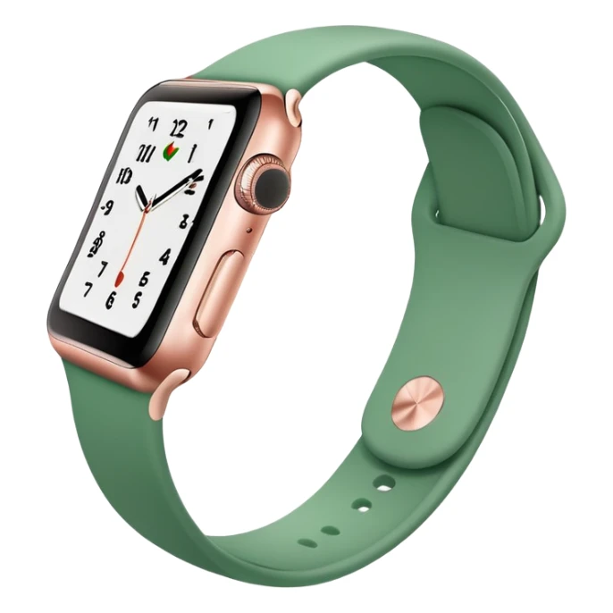 rose gold apple watch with green band sticker