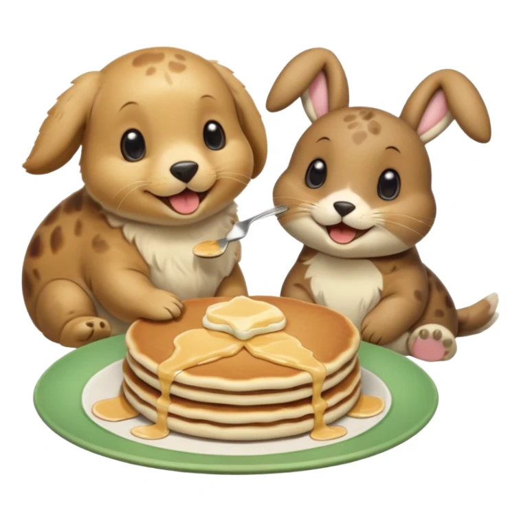 Seal, dog, bunny, turtle eating pancakes sticker