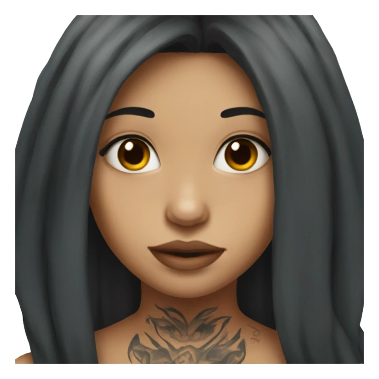 Girl with dark long hair and tattoos on her neck  sticker