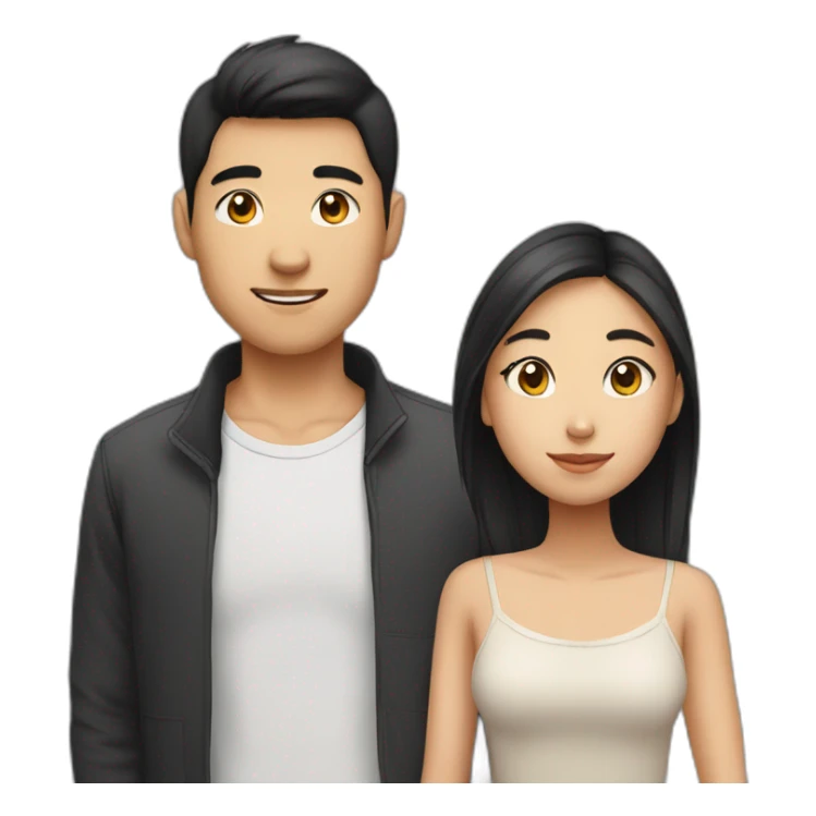Asian girl with boyfriend sticker