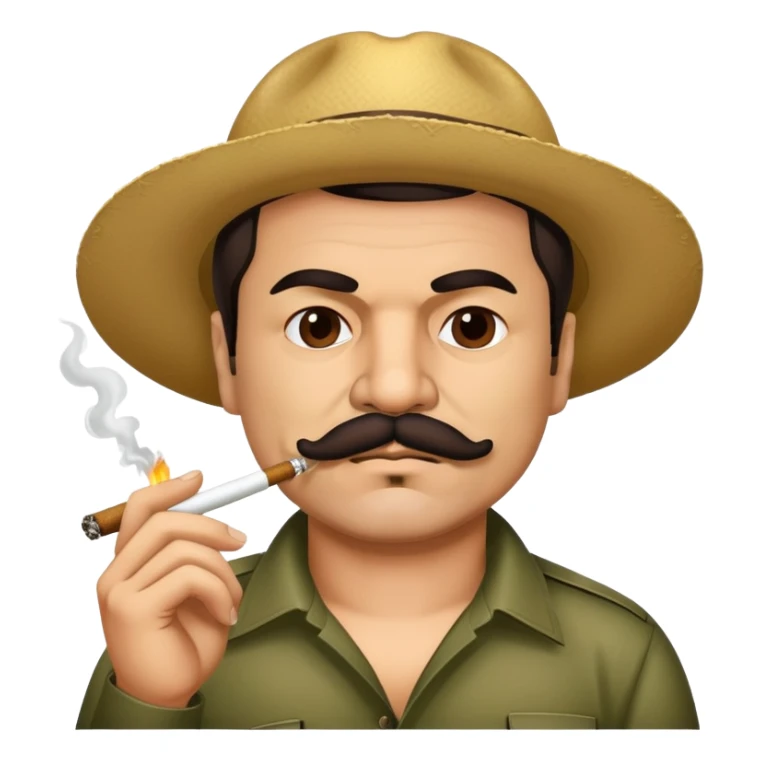 El Chapo Guzman with distinctive mustache smoking a marijuana joint sticker
