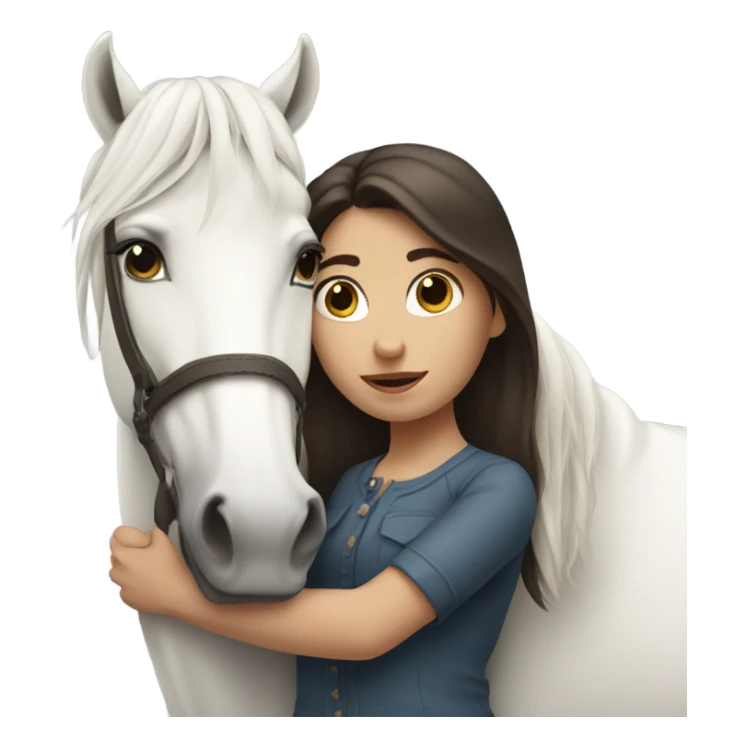 i want brunette girl hugging white horse  sticker