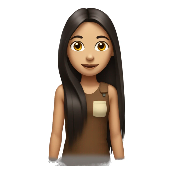girl with dark brown long straight hair with monkey on her shoulder  sticker