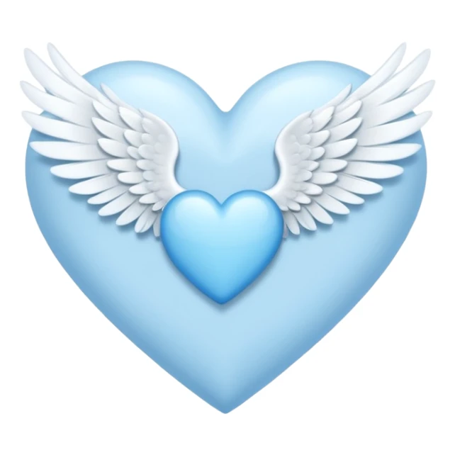 light sky blue heart with a wing on the right sticker