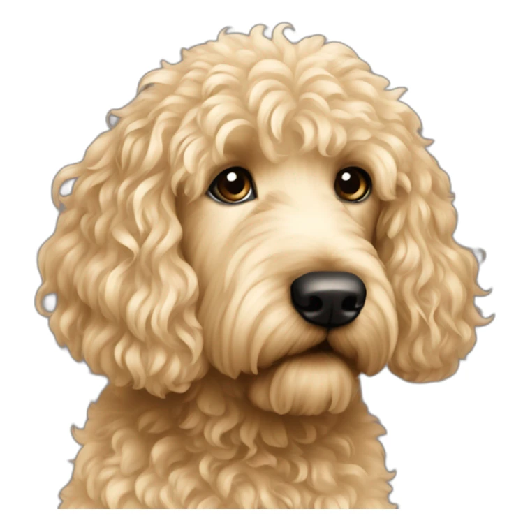 Femme blonde yeux bleu porte Labradoodle blond sticker