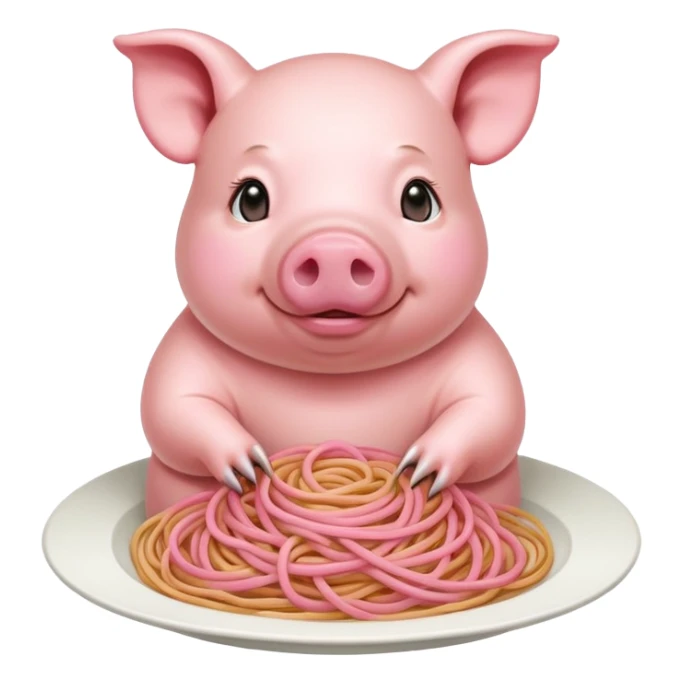   renaissance monalisa pig with pink spaghetti sticker