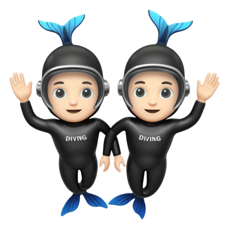 A 3D cartoon pair of diving flippers on a white background, shiny rubber texture, Memoji-style rendering. sticker