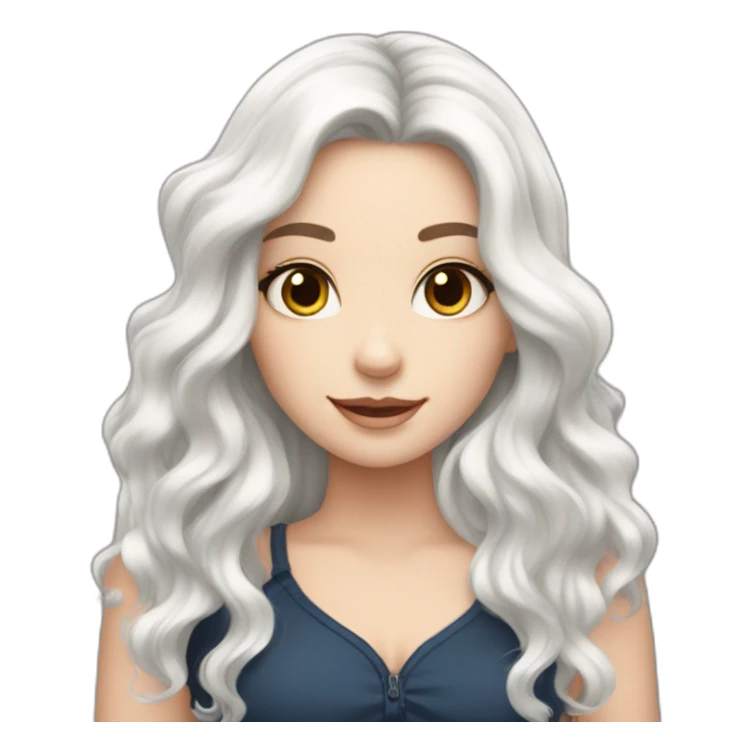 white girl with  long wavy black hair with  magic sparkles sticker