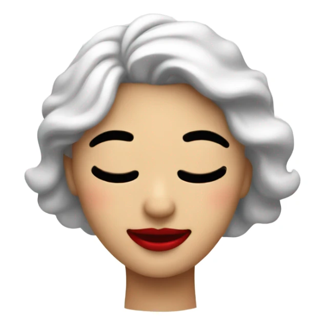 happy woman with closed eyes. Red lips and red gloves sticker