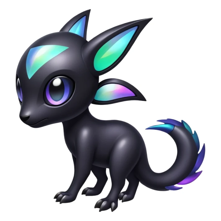 Modern futuristic Iridescent black dark fakemon-creature sticker