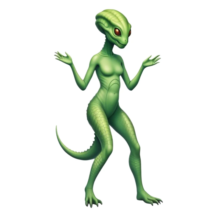 a Reptilian alien white woman, full body sticker