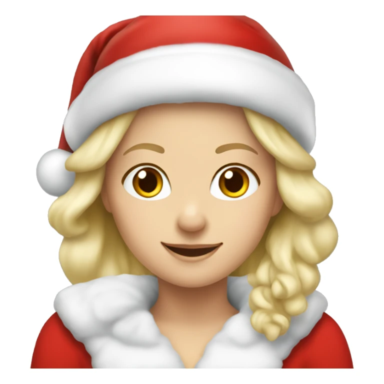 White blond girl as santa claus With hat  sticker