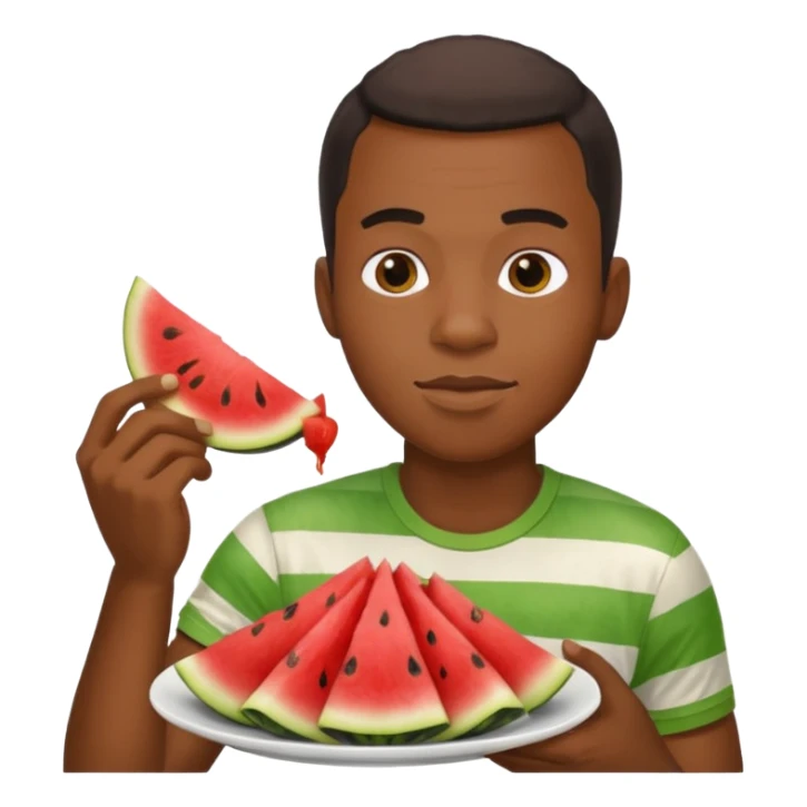 Black man eating chicken and watchermelon sticker