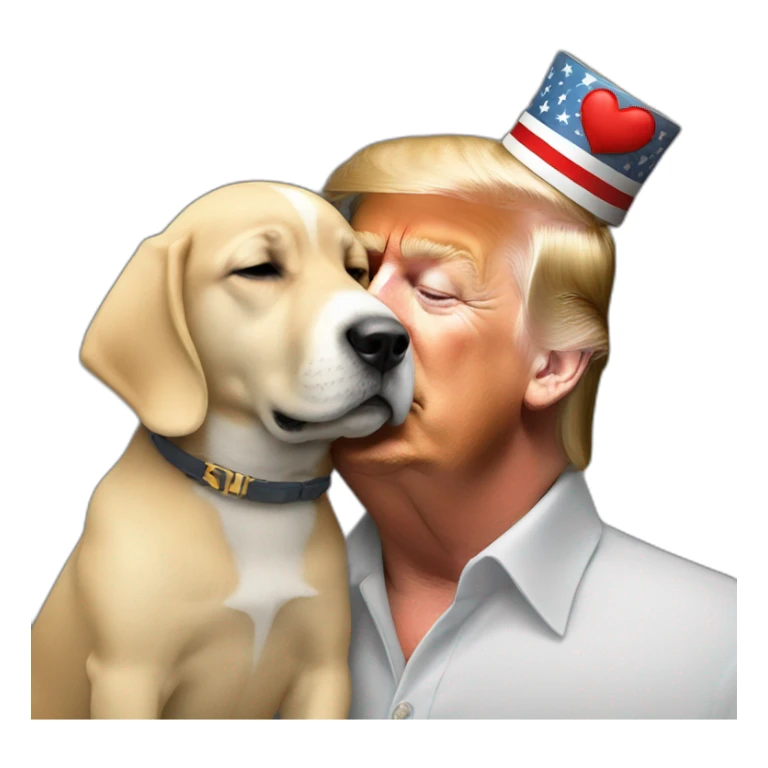 trump kissing a dog sticker