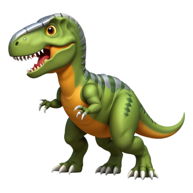 fierce rocket-propelled dinosaur, armored T-rex, rocket thrusters, intense eyes, dynamic action pose, 3D cartoon, mobile game icon style, clean background, no text, no watermark
 sticker
