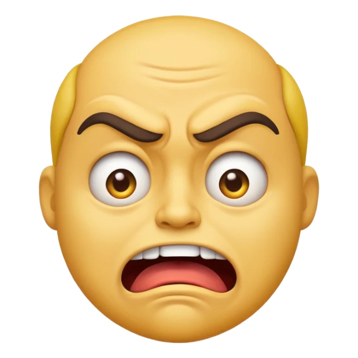 A Classic emoji, yellow character. Extreme disgust/ confusion. One eyebrow raised, one eyebrow lowered in anger. With a deep sneer on the mouth. sticker