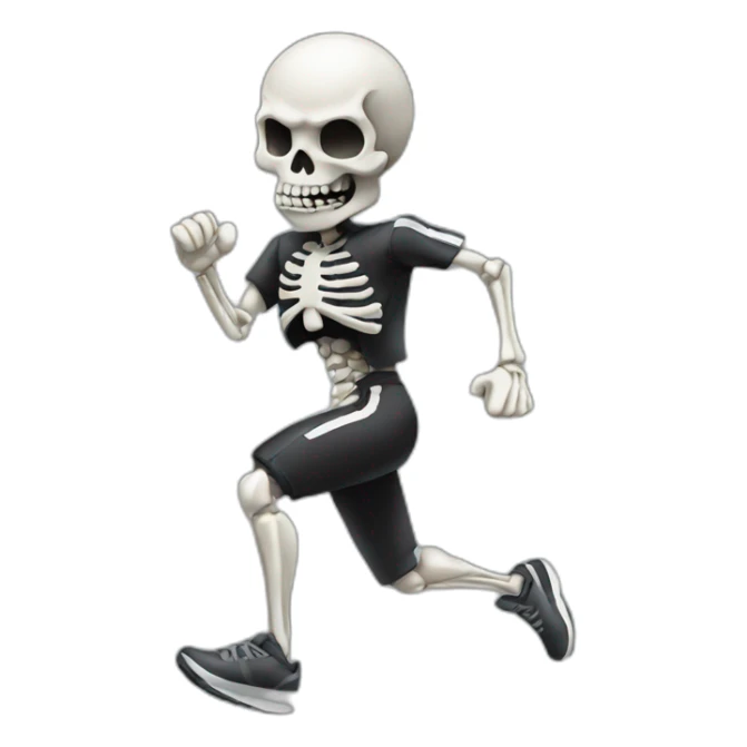 skull emoji with full body running sticker