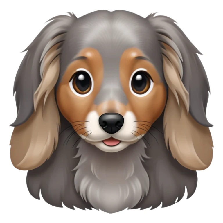 Long haired dapple dachshund, tan, gray & black, little more grey around the nose sticker