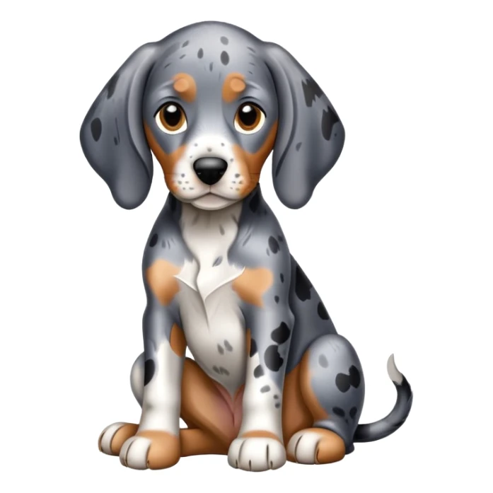 adorable sitting bluetick coonhound puppy with floppy ears and spotted coat sticker
