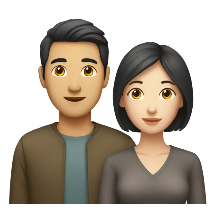 Asian man and Caucasian woman sticker