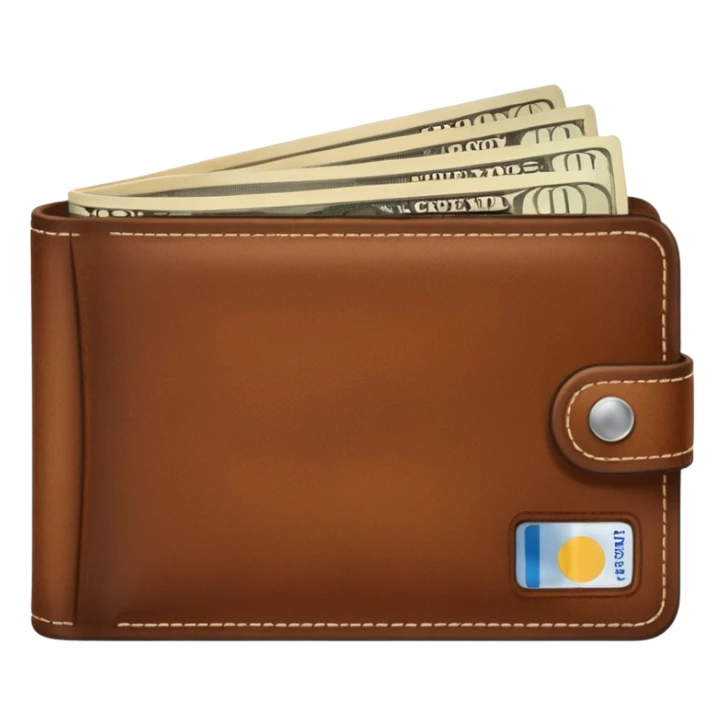 portefeuille marron avec billet et carte bancaire sticker