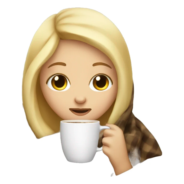 With blonde hair girl inside a blanket sipping coffee eyes closed sticker