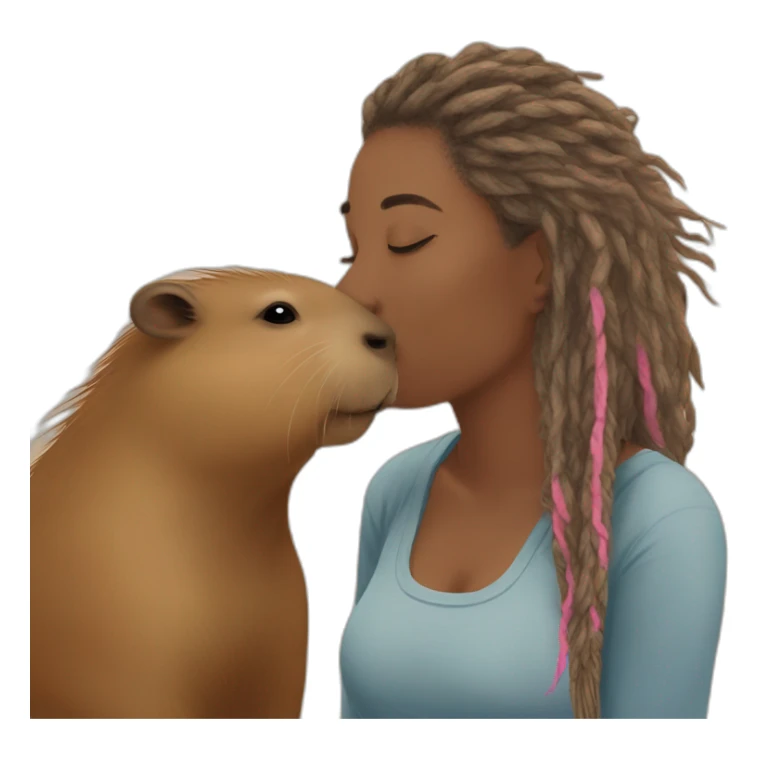 Capybara giving a kiss to a colored women with dreadlocks sticker