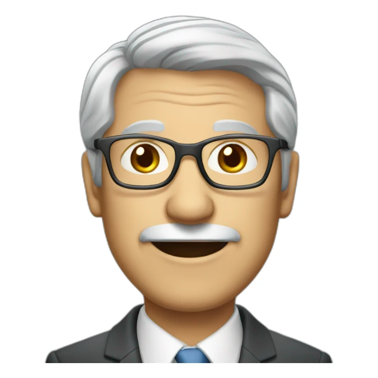 older grey haired man with glasses in business suit sticker