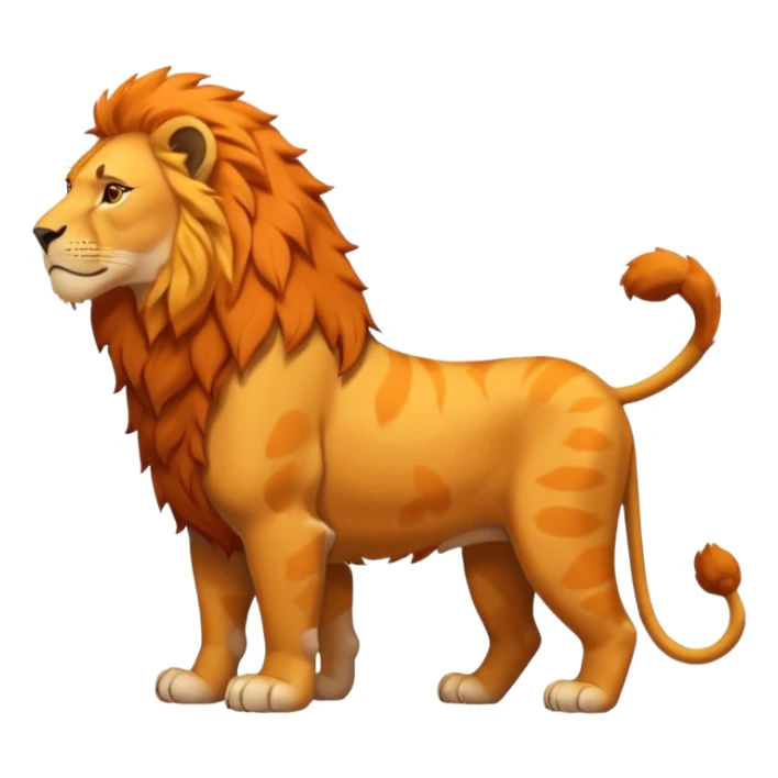 FULL BODY panthera leo male style wild, full flat  cute side profile design in 3d soft l centered composition cartoon style128x128 pixels sticker