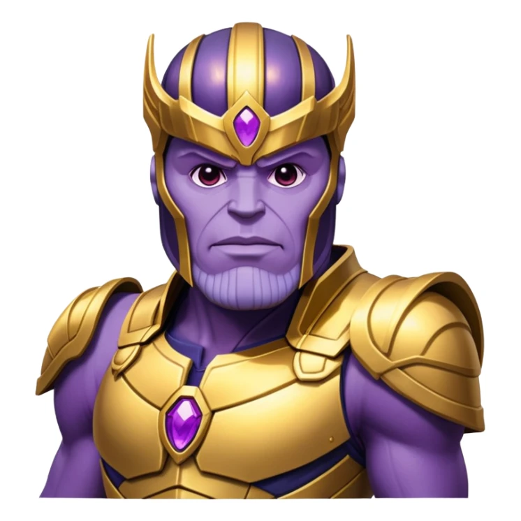 Thanos with purple skin and gold armor sticker