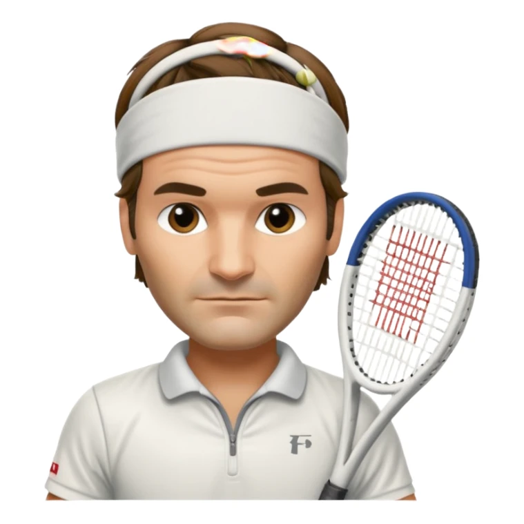 roger federer with head band and tennis racket sticker