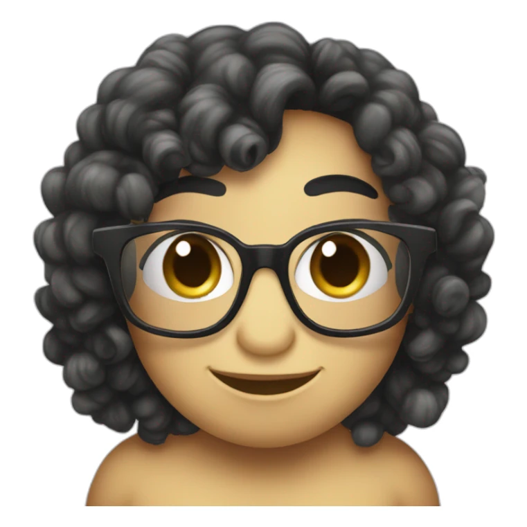 Cute Turtle with glasses and long black curly hair sticker