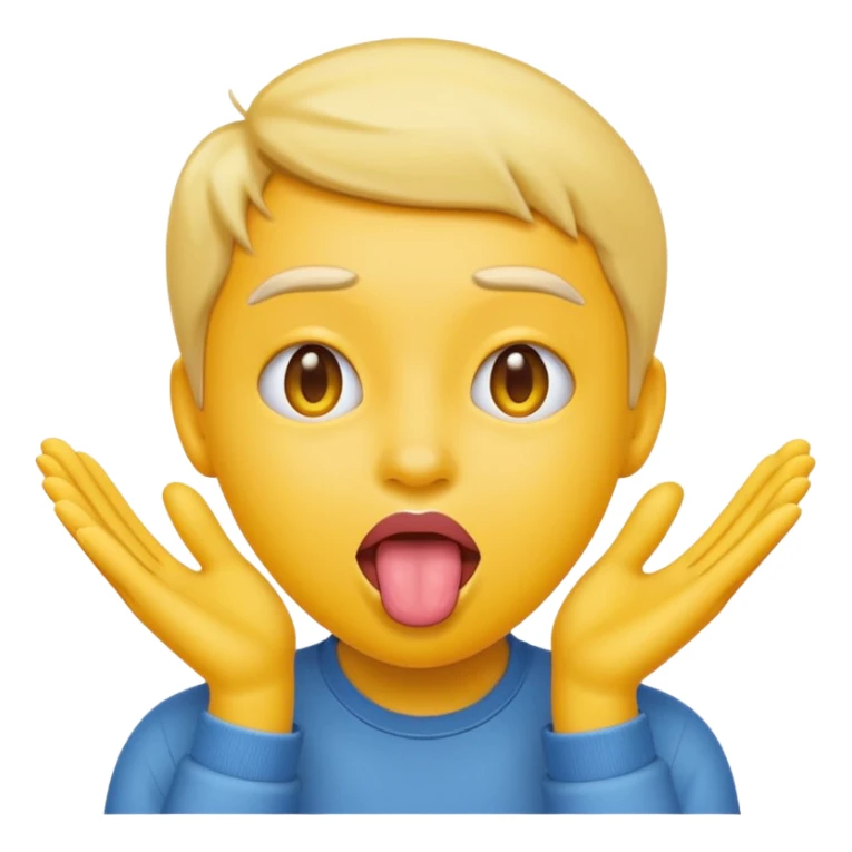 Sticking tongue out with hands gliding through yellow emoji  sticker