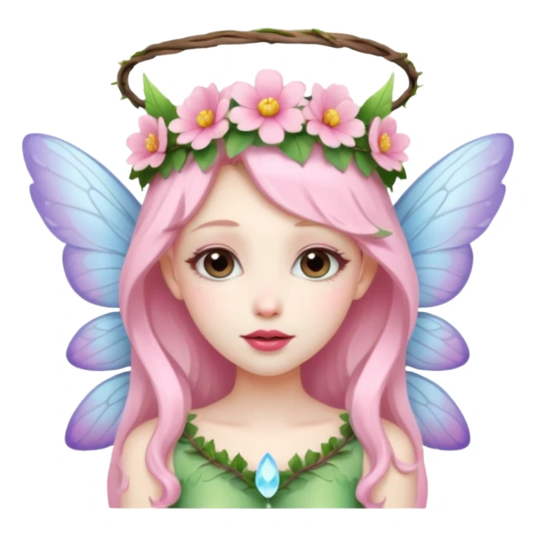 Fairy with wings flower crown on head sticker