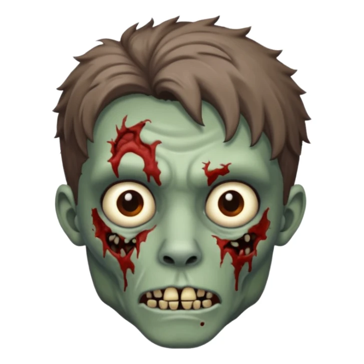 Zombie with lil bit curly medium brown hair in wolf cut hair style sticker
