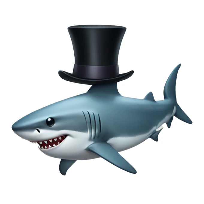 Shark with a top hat sticker