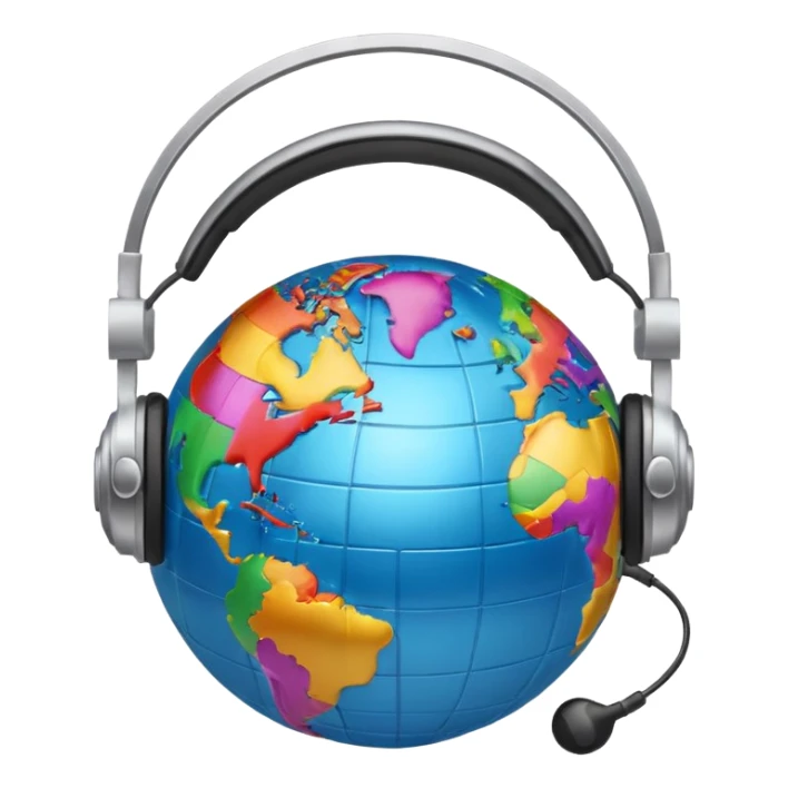 Globe with headphones on, giving to the music sticker