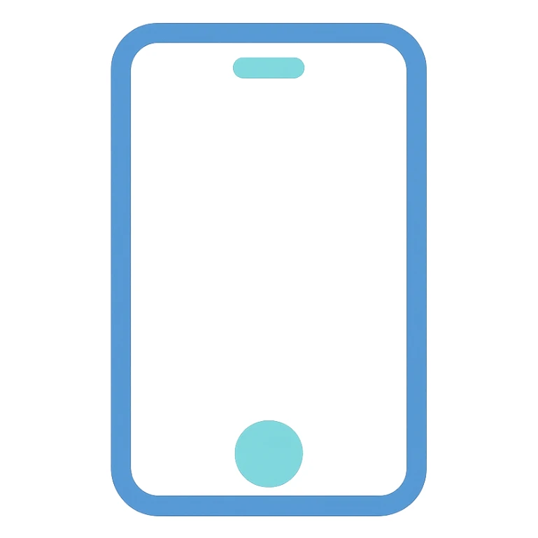 Smartphone icon, flat emoji style, outline with blue and turquoise colors, white background sticker