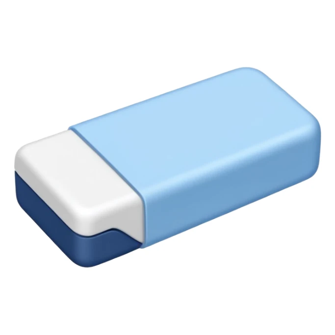 A single white eraser with dark blue and light blue wrap sticker