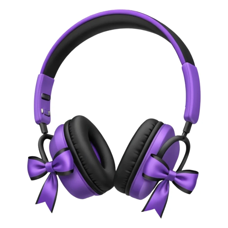 apple air max headphoness with bow on the right side black and purple  sticker