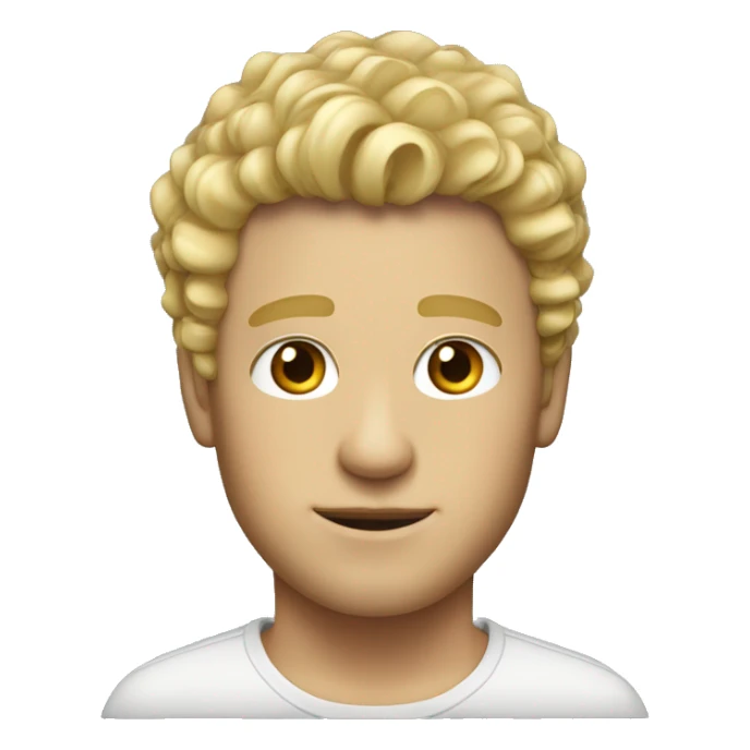 blonde adult guy with taper cut, curly front sticker
