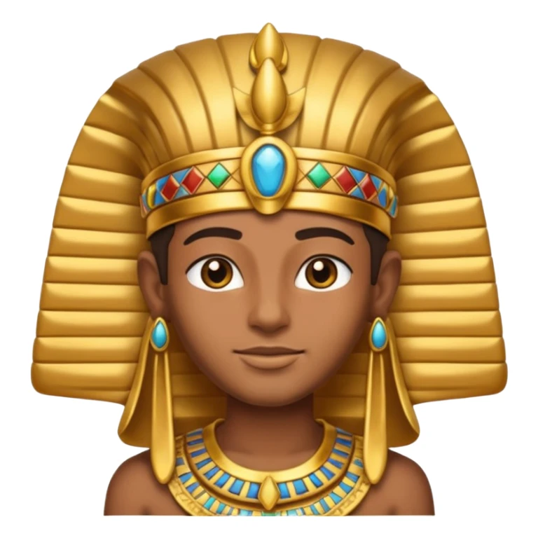 Egyptian Pharaoh, emoji style, with professional lighting, no face on objects, white background sticker