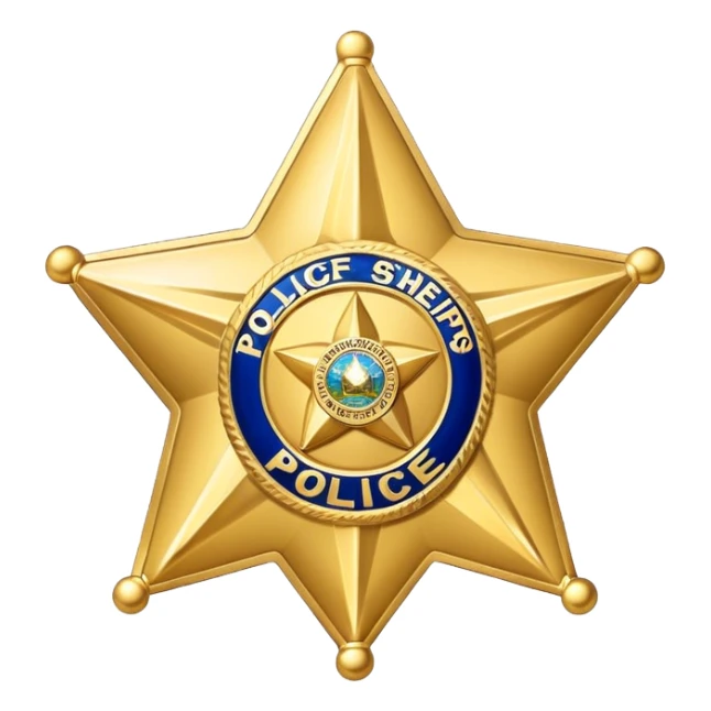 Gold Sherif's police star with state logo. No face. sticker