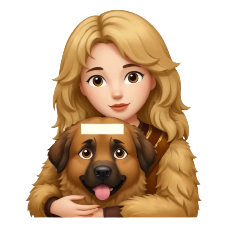 Ludovica che abbraccia il suo cane leone sticker