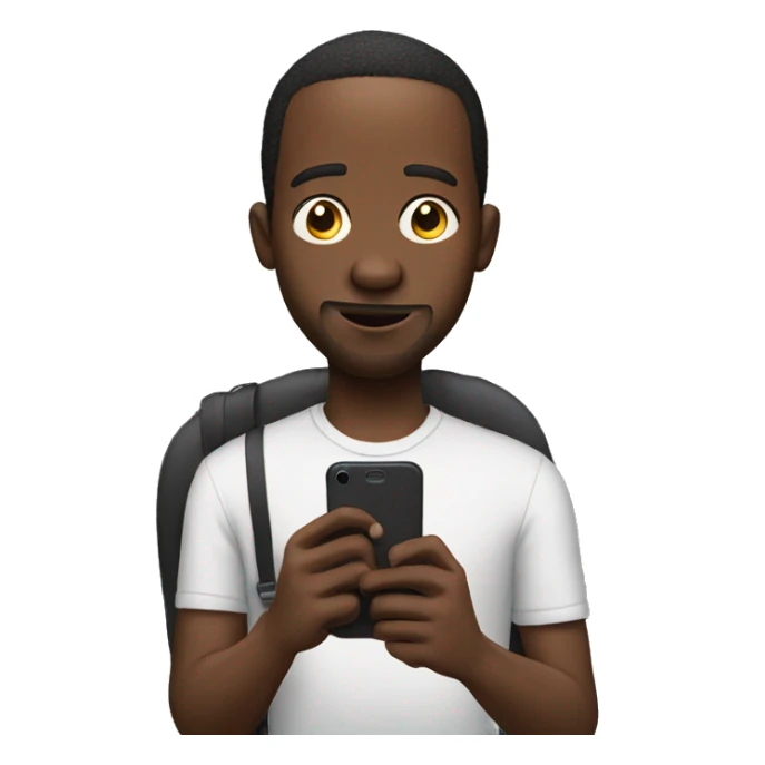 black man with big nose playing on his phone sticker