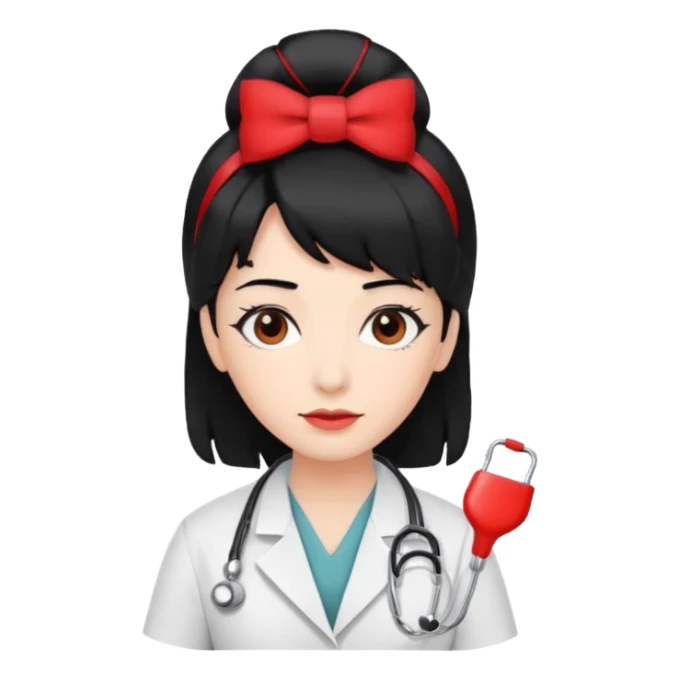 doctor with black hair and red hairclips  sticker