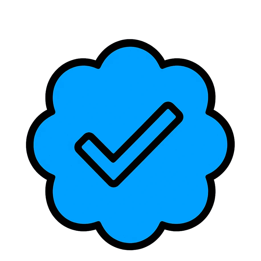 verified icon for social media, blue checkmark, clean and modern, simple, suitable for app icons sticker